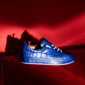 Royal Blue Crocodile Skin Sneakers