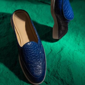 Royal Blue Crocodile Skin Loafers (Summer Walk)