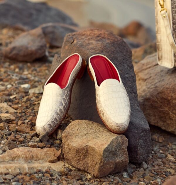 Himalaya Crocodile Skin Mules Low