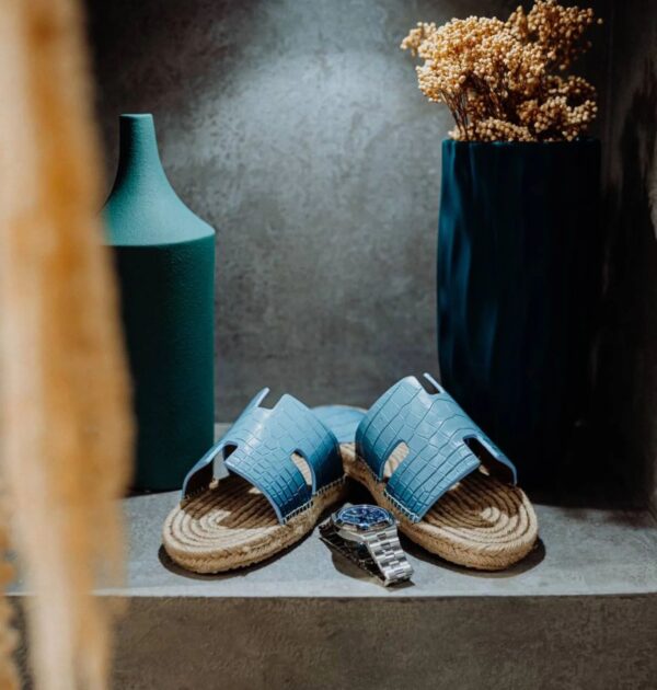 Sky Crocodile Skin Slippers - Image 3