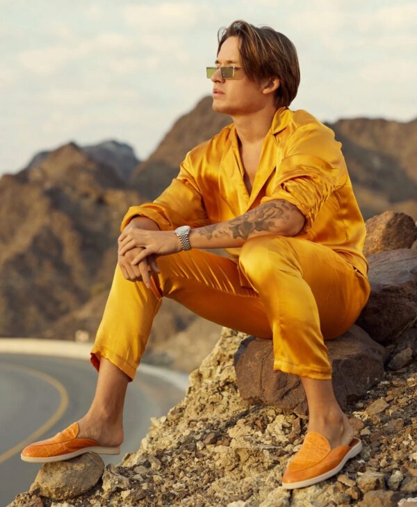 Orange Silk Suit